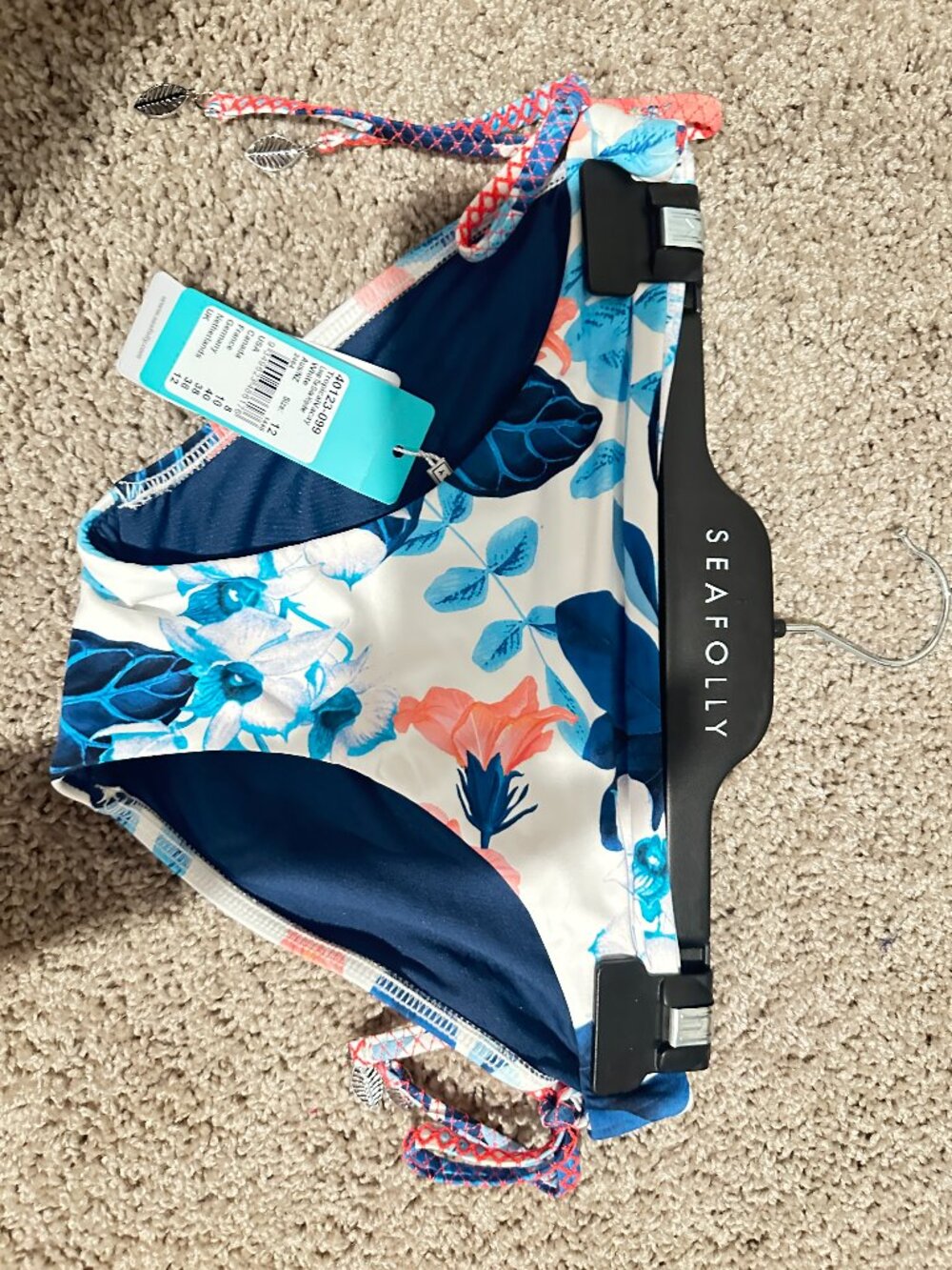NWT Seafolly Tropical Vacay Loop Tie Side Hipster Swim Bottom 12 AUS / 8 USA